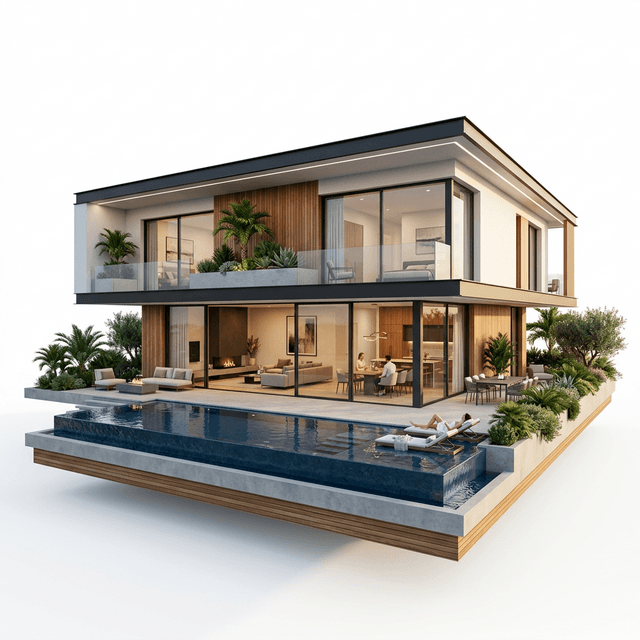 3D render of الفيلات الفاخرة